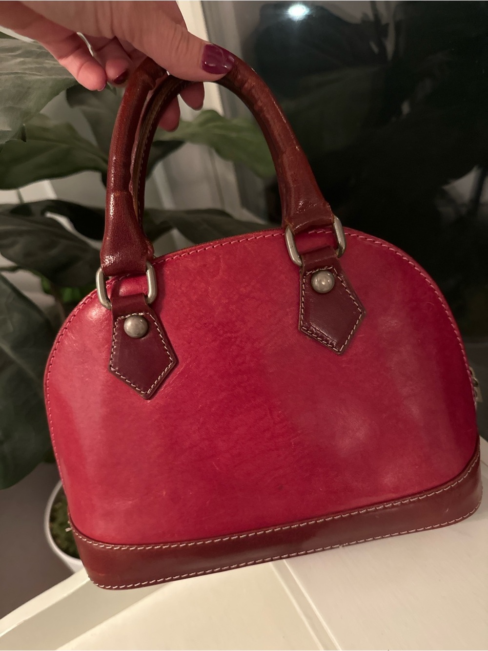 Red ❤️ Dome Vera Pelle Handbag Italian Leather